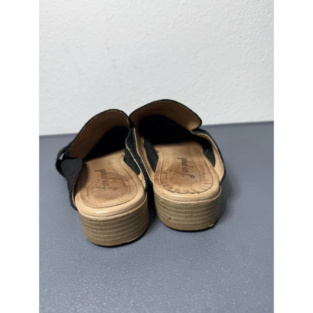 Free People Shoes Womens Size 10 Black Suede Loafer‎ Mules Slip On Spain EU 41